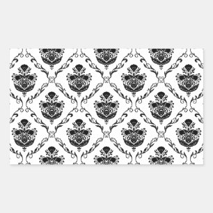 Traditionele zwarte Damask Rechthoekige Sticker