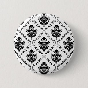 Traditionele zwarte Damask Ronde Button 5,7 Cm