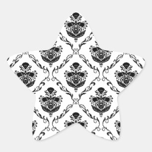 Traditionele zwarte Damask Ster Sticker