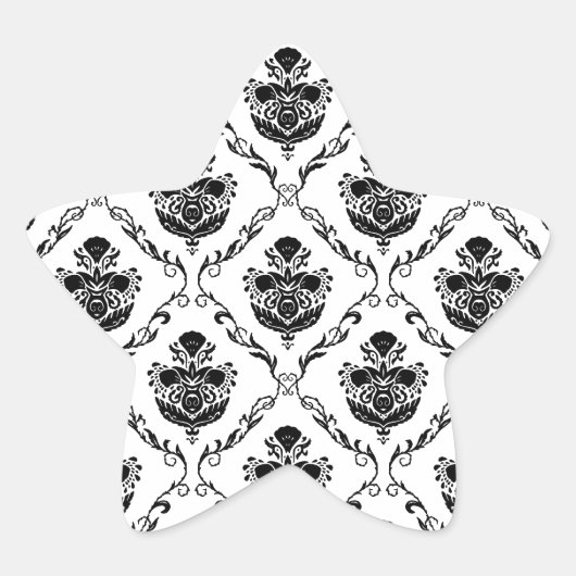 Traditionele zwarte Damask Ster Sticker (Voorkant)