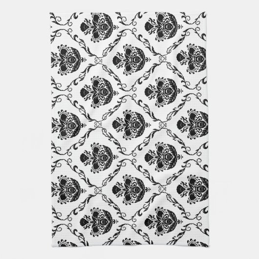 Traditionele zwarte Damask Theedoek (Verticaal)