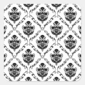 Traditionele zwarte Damask Vierkante Sticker (Voorkant)