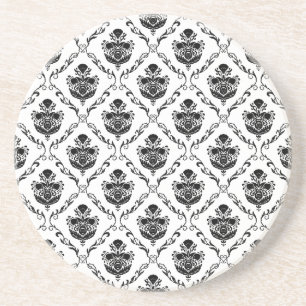 Traditionele zwarte Damask Zandsteen Onderzetter