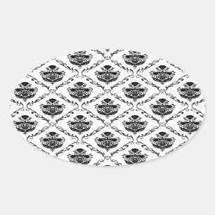 Traditionele zwarte demper ovale sticker