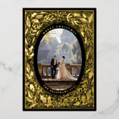 Traditionele Zwarte Dennenhout en Hulst Folie Feestdagenkaart (Voorkant)