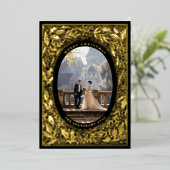 Traditionele Zwarte Dennenhout en Hulst Folie Feestdagenkaart (Staand Voorkant)