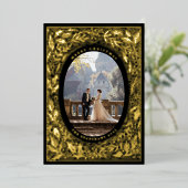 Traditionele Zwarte Dennentak en Hulst Folie Feestdagenkaart (Staand Voorkant)