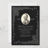 Traditionele zwarte-doodkoninkendenkaart aankondiging (Voorkant)