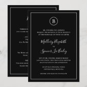 Traditionele zwarte elegante alles in één bruiloft kaart (Voorkant / Achterkant)