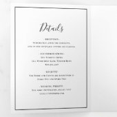 Traditionele zwarte elegante bruiloft drieluik uitnodiging (Binnenzijde eerst)