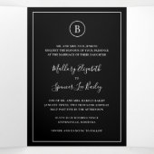 Traditionele zwarte elegante bruiloft drieluik uitnodiging (Binnenkant midden)