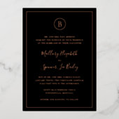 Traditionele zwarte elegante bruiloft folie uitnodiging (Voorkant)