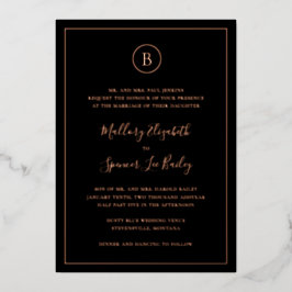 Traditionele zwarte elegante bruiloft folie uitnodiging