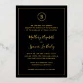Traditionele zwarte elegante bruiloft folie uitnodiging (Voorkant)