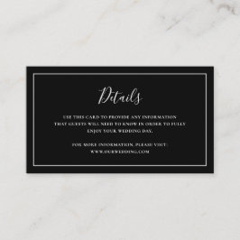 Traditionele zwarte elegante bruiloft informatiekaartje