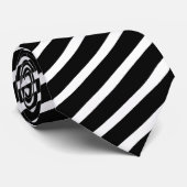 Traditionele zwarte en witte diagonale strepen Man Stropdas (Opgerold)