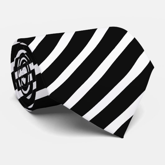 Traditionele zwarte en witte diagonale strepen Man Stropdas (Opgerold)