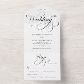 Traditionele zwarte en witte kalligrafie all in one uitnodiging (Binnen)