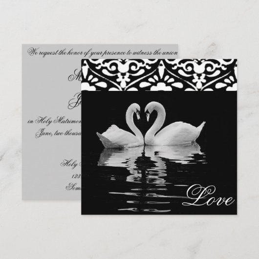 Traditionele zwarte en witte zwitjes huwelijksuitn kaart (Voorkant / Achterkant)