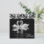 Traditionele zwarte en witte zwitjes huwelijksuitn kaart (Staand voorkant)