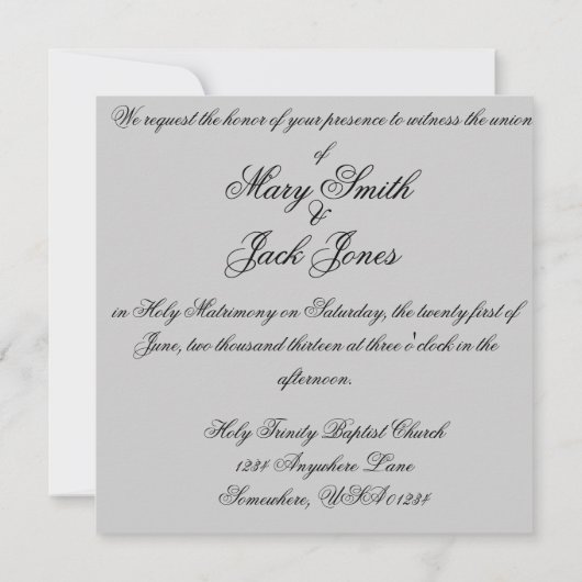 Traditionele zwarte en witte zwitjes huwelijksuitn kaart (Achterkant)