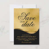 Traditionele zwarte & gouden opslagdatum kaart (Voorkant)