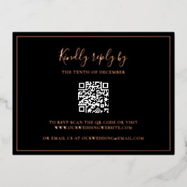 Traditionele zwarte QR code bruiloft Folie RSVP ka Uitnodiging Briefkaart