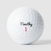 Traditionele zwarte scriptnaam en rood nummer golfballen (Voorkant)