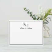 Traditionele zwarte witte monogram Formele bruilof Bedankkaart (Staand voorkant)