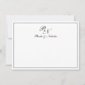 Traditionele zwarte witte monogram Formele bruilof Bedankkaart (Voorkant)