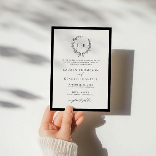 Traditionele zwarte witte monogram met kruid kaart