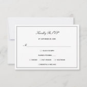Traditionele zwarte witte zilverbruiloft RSVP kaartje (Voorkant)
