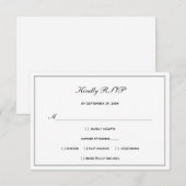 Traditionele zwarte witte zilverbruiloft RSVP kaartje (Voorkant / Achterkant)