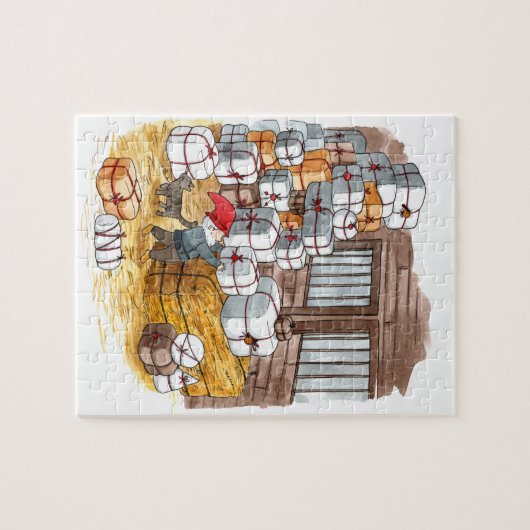 Traditionele Zweedse kerstkerstWaterverf van vanmi Legpuzzel (Horizontaal)