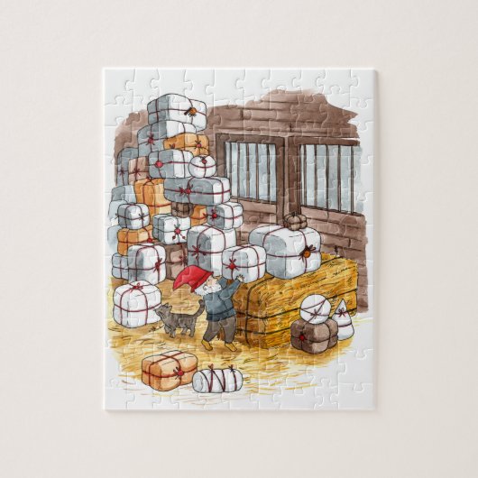 Traditionele Zweedse kerstkerstWaterverf van vanmi Legpuzzel (Verticaal)