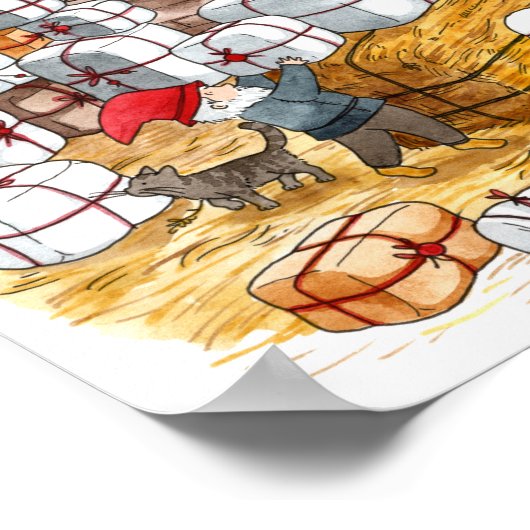 Traditionele Zweedse kerstkerstWaterverf van vanmi Poster (Hoek)