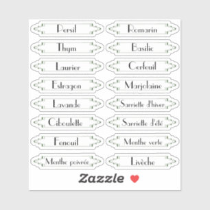 Traditionelle Jardin Français herbes etiquettes Sticker