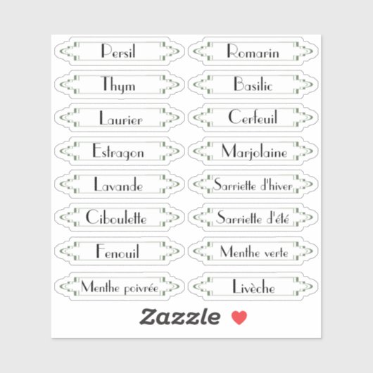Traditionelle Jardin Français herbes etiquettes Sticker (Vel)