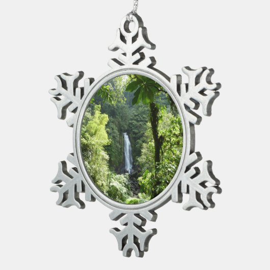 Trafalgar Herfsten Tropische regenwoufotografie Tin Sneeuwvlok Ornament (Rechts)