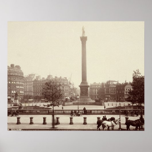 Trafalgar Square, Londen (foto sepia) Poster (Voorkant)