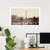 Trafalgar Square, Londen (foto sepia) Poster (Thuiskantoor)