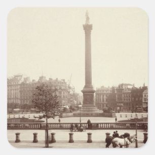 Trafalgar Square, Londen (foto sepia) Vierkante Sticker
