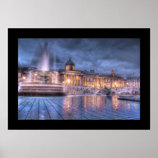 Trafalgar Square, London (Bordered) Print (Voorkant)