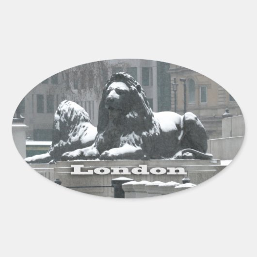 Trafalgar Square London - Snow Ovale Sticker (Voorkant)