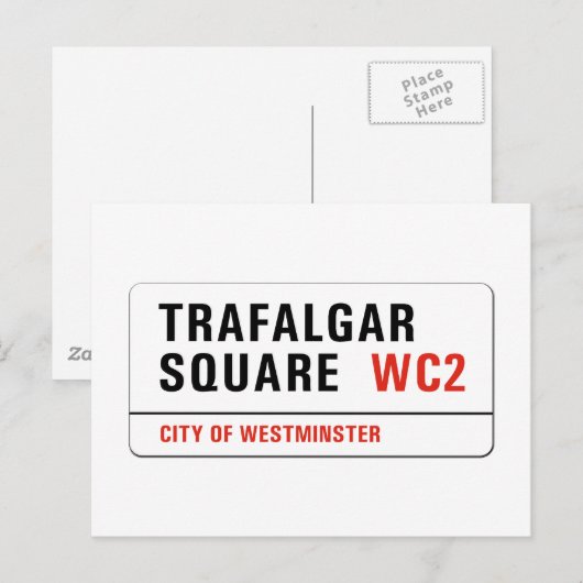 Trafalgar Square, London Street Sign Briefkaart (Voorkant / Achterkant)