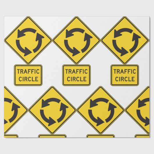Traffic Circle Road Sign Yellow Diamond Cadeaupapier (Vlak)