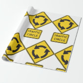 Traffic Circle Road Sign Yellow Diamond Cadeaupapier (Uitgerold)