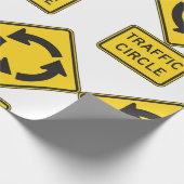 Traffic Circle Road Sign Yellow Diamond Cadeaupapier (Hoek)