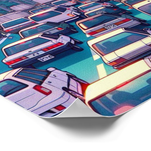 Traffic Jam Anime Style Uniek & levendig Poster (Hoek)