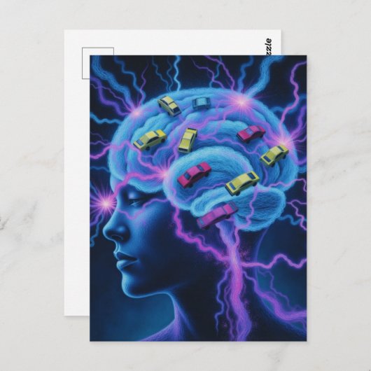 Traffic Jam in The Brain Surreal Briefkaart (Voorkant / Achterkant)